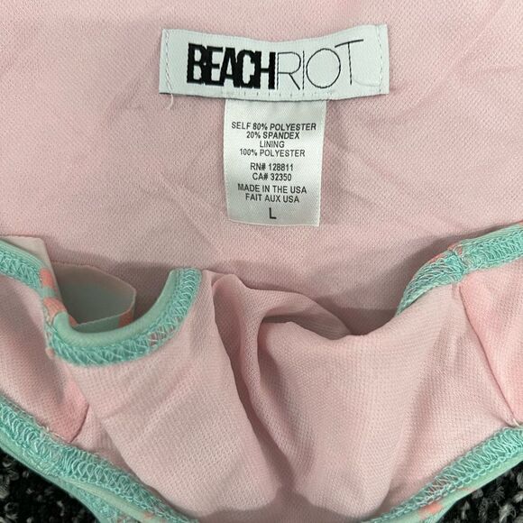 Beach Riot bikini, aqua blue pink unicorn print Flutter ruffle (top M, Bottom L) - Picture 3 of 4